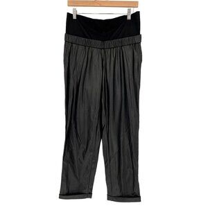 Pietro Brunelli Oliver Jogger Pants Faux Leather Size M Black Belly Panel NWT